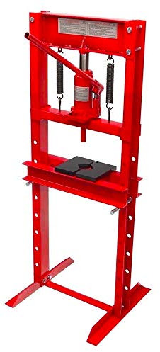 PRENSA HIDRAULICA DE TALLER 12 TONELADAS | Incluye Bomba Hidráulica y 2 Placas de Presión de Altura Regulable, Certificado CE