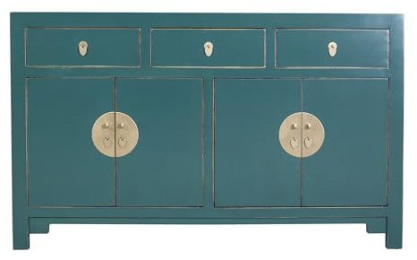 Fine Asianliving Chinesisches Sideboard Kommode Blaugrün - Orientique Kollektion B140xT35xH85cm China Chinesische Kommode chinesischer Schränke China Möbel Orientalischer Asiatischer