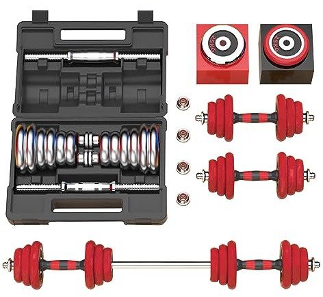 HAKENO 3 in 1 Hanteln Set Hantelset verstellbar | Kurzhantel & Langhanteln verstellbar für Krafttraining