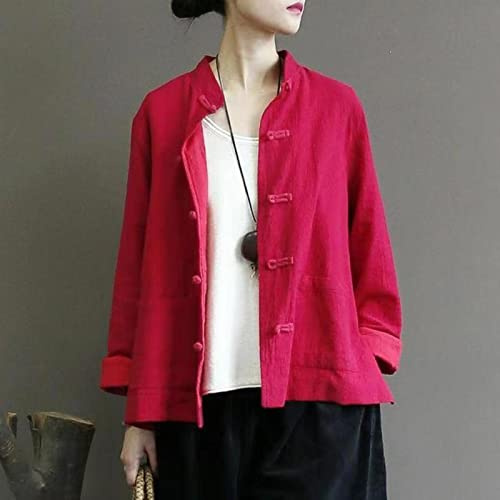MOOCO MORNING Abrigo de estilo chino para mujer, estilo Tai Chi Kung Fu Tang traje retro de moda chaquetas top ropa oriental camisa mujer blusa