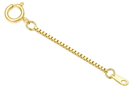 DUGISOWE 14k Gold 0.5inch/1inch Necklace Bracelet Extender Chain, Necklace Extender Gold 14k, Durable Removable Gold Chain Extender, Gold Extension Chain for Necklace Anklet, 1inch, Gold, No Gemstone