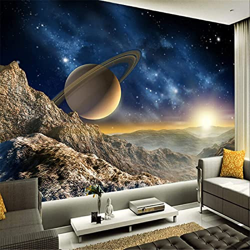 Modern Photo Wallpaper Universe Galaxy Space Planet 3D Mural Wall Paper Living Room Tv Bedroom Boy Girl Children'S Room Self-Adhesive Giant Sticker 3D Wallpaper Home Decoration 140 (W) x 70 (H) cm