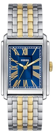 Fossil Carraway uhr für Herren, Quarzwerk mit Leder- oder Edelstahlarmband, Gold- und Silberton, 30MM