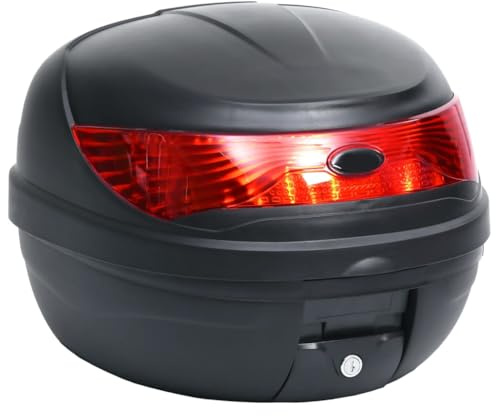 vidaXL Motorbike Top Case - Waterproof 35L Motorcycle Storage for Helmet and Accessories, Black PP Case with Reflectors and Keys