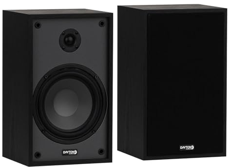 Dayton Audio Classic B65 Bookshelf Speakers, 6.5 Woofer & 1 Tweeter, Passive 2-Way Design, 60W RMS, for Music, TV & Home Audio Systems – Black