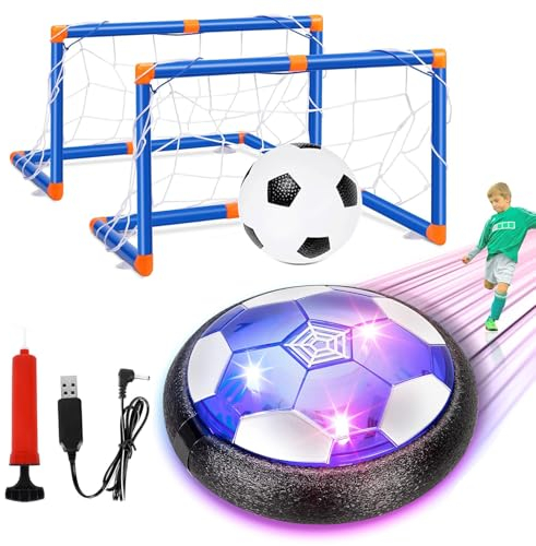 Fussball Spielzeug Set, Kinder Spielzeug Fußball , Wiederaufladbar Hover Football Mit Aufblasbar Ball Fussball, LED-Licht Air Power Fussball, Kinder Fußballtore, Drinnen Und Draußen Spielzeuggeschenke