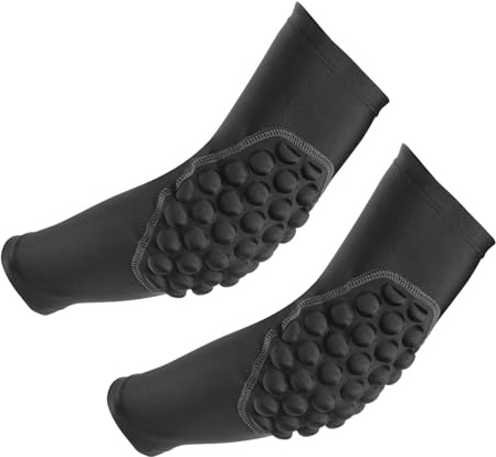 PATIKIL Protectores de Codo para Jóvenes, Paquete de 2 Mangas Protectoras de Compresión para el Brazo para Baloncesto, Béisbol, Fútbol, Voleibol, Negro, Talla Joven