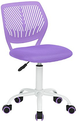 HOMYLIN Juego de 1 Silla de Escritorio, pequeña Silla de Oficina en casa sin Brazos con cojín de Asiento de Tela y Respaldo de plástico, Silla giratoria de Color macarrón para Estudiantes y niños,