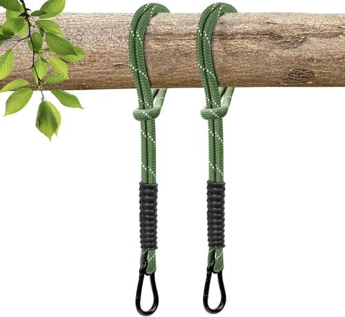 WWFFEN 2 Pièces Corde de Fixation pour Balançoires Kit de Suspension de Hamac Lourd et Siège Suspendus, Conçu pour Balançoires de Jardin, d'arbre et de Parc de Jeux, Diamètre 12 mm (104cm / Vert)