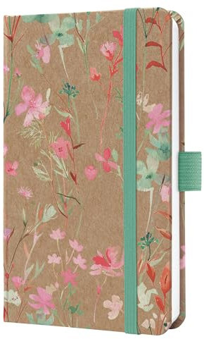 SIGEL J6806 Wochenkalender 2026 A6, grün, rosa, Hardcover aus Kraftpapier, Gummiband, Stiftschlaufe, 174 Seiten, vegan, Buchkalender, Terminplaner Taschenkalender Jolie