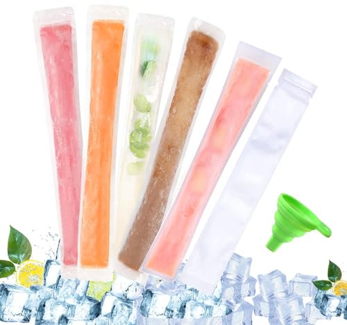 Yanghad Moule Glace, 100 Pcs Moule Glace à l'eau, Sac Congelation avec Entonnoir, sans BPA, pour DIY la Fabrication de Glaces, de Yaourts, de Bonbons, de Glaces