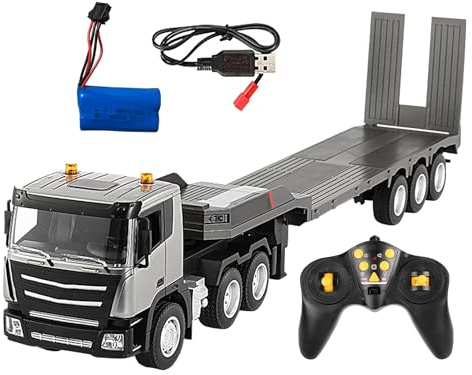 Générique Semi-remorque Télécommandé Semi-Camion RC Voiture Et Camion Télécommandés À L'échelle 1/24 Véhicule De Construction Électrique Télécommandé 2 4 GHz avec Remorque