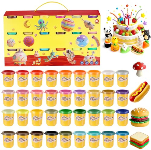 Yimomoyi 36 Tins Play Color Dough Modelling Set Modelling Clay Set | Plasticine Modelling Clay For Kids, Multicolour Playdough, Coloured Clay Plasticine For Kids' Arts And Crafts, 50g/Tins