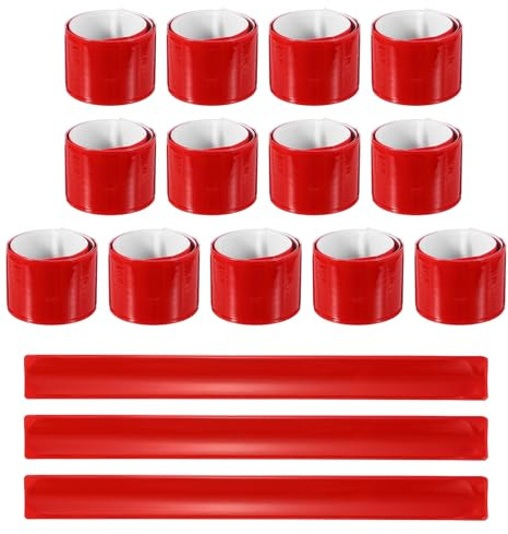 PATIKIL 16 Pezzi Bracciali Rifrangenti, 11.8 Bande Ad Alta visibilità Riflettente Accessorio da Corsa Bracciale A Scatto per Camminare Correre Andare in Bicicletta, Rosso (Quadrato)