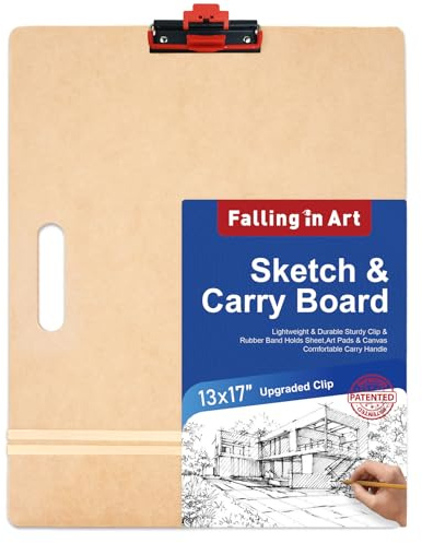COOZEE 33x43cm Professional Drawing Boards, Portable Sketch Board with Adjustable Upgraded Clip and Side Handle, Art Clipboard for Studio and Classroom Drawing