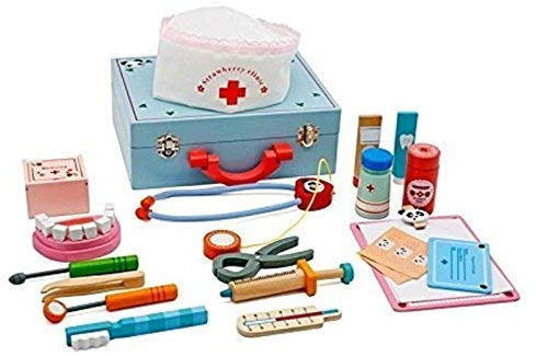 Doktor-Koffer aus Holz Arztkoffer Spielset Medizinische Kits Rollenspiel Spielzeug für Kinder