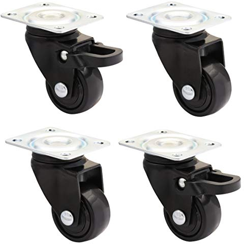 WAGNER Design - 3C - Lenkrollen/Apparaterollen/Möbelrollen 4tlg. Set - schwarz, Softlauffläche, Durchmesser Ø 25 mm, 2 Rollen ohne u. 2 Rollen mit Feststeller, Tragkraft 12 kg/Rolle - 02222704