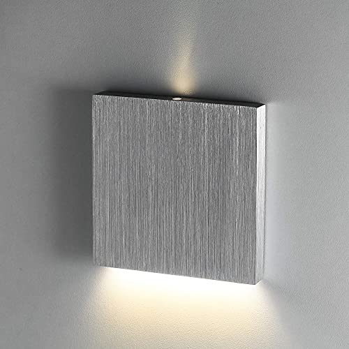 lambado® LED Treppenbeleuchtung Alu Gebürstet 1,5W | 230V Unterputz Treppenlicht Treppenbeleuchtung Innen | Wandeinbauleuchte Beleuchtung für Treppen | Treppenstufenbeleuchtung Up/Down