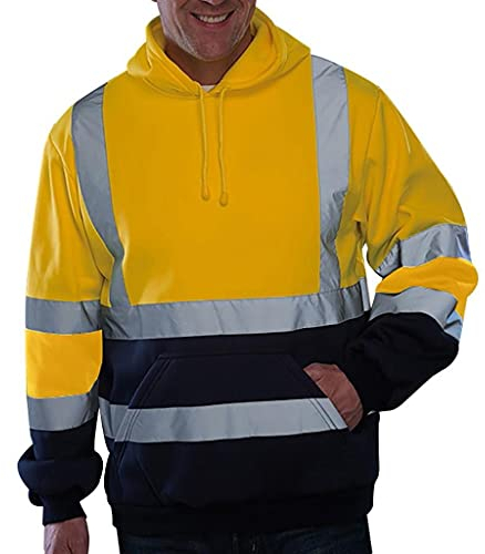 Zhiyao Herren Kapuzen Sweatshirt Reflektierend Jacke Warnjacke Verkehr Arbeitsjacke Baustelle Sicherheitsjacke Winter Herbst Kapuzenpullover Gelb Orange Grün Warnschutz Jacke Mantel