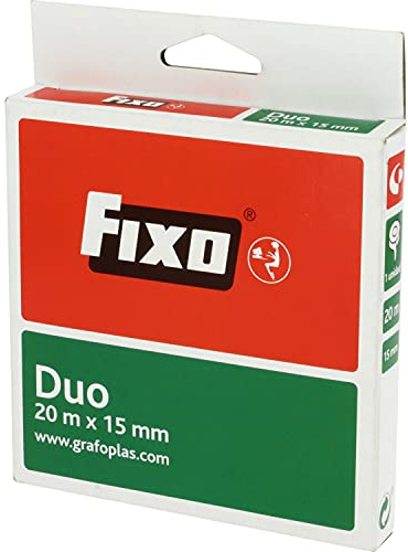 Fixo Duo 75600500. Cinta Adhesiva Doble Cara, 15mmx20m, Libre de Ácido y Lignina, Perfecta para Manualidades con Goma EVA y Scrapbooking, transparente