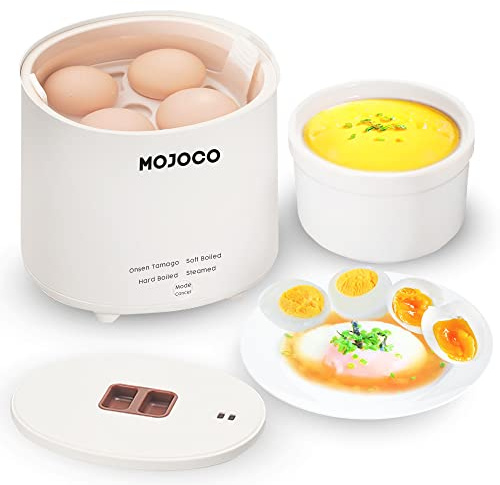 Mojoco Cuociuova veloce – Mini cuociuova per uova al vapore, sode, morbide e Onsen Tamago – Scaldabagno elettrico per la casa, il dormitorio – Macchina intelligente per uova con arresto