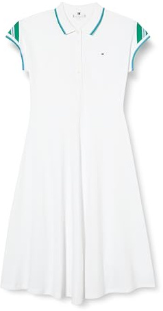 Tommy Hilfiger Abito a Polo Donna Lunghezza al Ginocchio, Bianco (Th Optic White), XXS