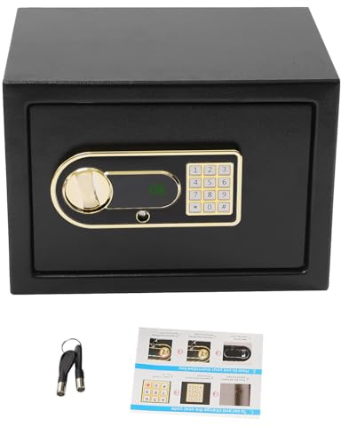 22L Tresor Safe, Feuerfester Tresor mit Feuerfest Wasserdicht Geldtasc, Großer Möbeltresor mit Innenschrank, fürin Schränken, Studien, Registrierkassen, Büros, Schwarz und Gold