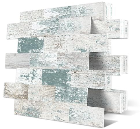 MOONFUN 10 Stück Fliesenaufkleber PVC-Wandfliesen, 30cmx30cm Selbstklebende Fliesen für Küche, Bad, Waschküche, Wohnmobil, Wohnzimmer Wanddekoration(Blau mischen)