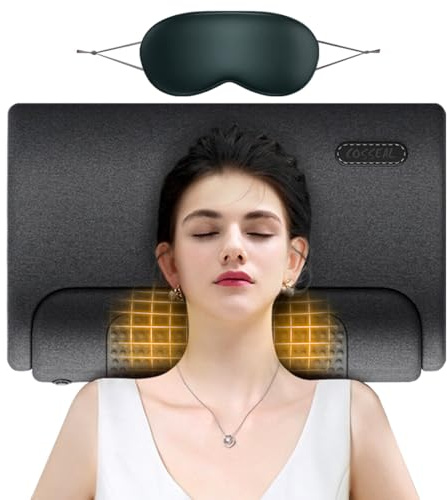 Eoulyee Cervical Pillow for Neck Pain Vibration Massage Heating Function to Improve Sleep, Soft Rebound Memory Foam Comfortable Pillow to Massage The Spine and Protect The Neck with Eye mask