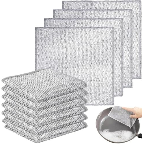 Scratchy-Wipes Reinigungstuch, Scratchy Wipes, 10 StüCk Wiederverwendbares SpüLtüCher Aus Draht, Mehrzweck Edelstahl KüChe ReinigungstüCher füR Nass und Trocken Reinigung
