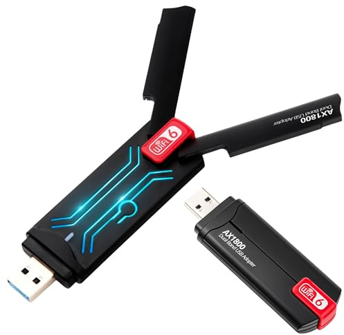 Reagle USB-A WiFi 6 Adapter AX1800 Mbps, Dual-Band 2,4GHz/5GHz, 2x 5dBi Antennen, Kompatibel mit Windows 7/8/10/11, MU-MIMO Technologie, Plug & Play, Hochgeschwindigkeits-Netzwerkkarte für Laptop & PC