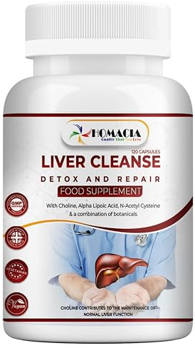 Cleanse Detox and Repair Supplement by Homacia | Choline-Infused Natural & Vegan-Friendly | Liver Health for Women & Men | 120 Caps