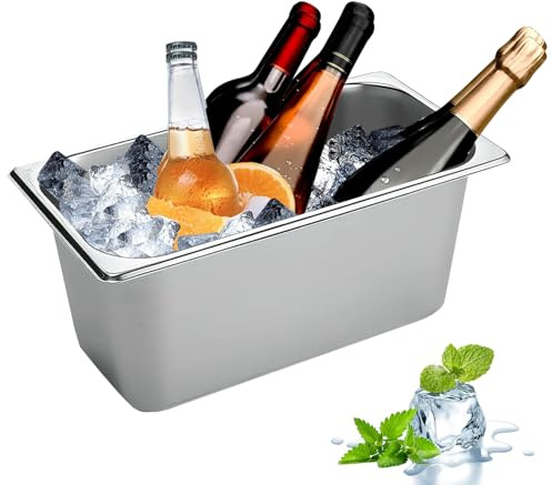 5.3L Stainless Steel Ice Bucket Wine Beer Champagne Bucket, Stainless Steel Ice Cube Bin for Parties & Cocktail Bar Camping