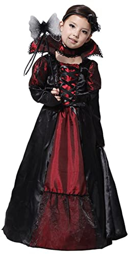 MYSTELLA Costume Carnaval Vampire Fille 10-12 Ans Costume Vampire Cosplay Fille（130-140cm