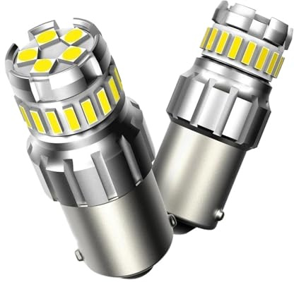 Luz Trasera Lámpara Señal Giro LED Roja BA15S, 1156, 12 V, P21W, 4014 SMD, Para Freno Coche, Luces Traseras Circulación Diurna Piloto posterior(Blanco)