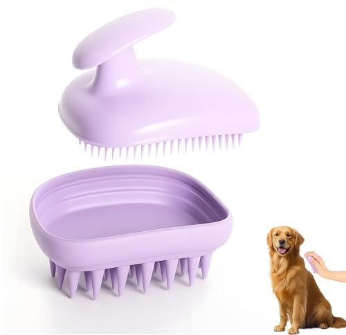 Dog Brushes for Grooming and Shampooing, Dog Bath Brush with Soft Rubber Teeth, Silicone Pet Brush for Massage, Clearing Dog Hair Knots