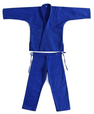 BEALIFE Lättviktig bomulls-judogi karateuniform män kvinnor vuxna tränings- och jiu-jitsuuniform karatekläder student, Blå, 170 cm