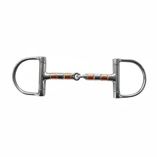 FytStycale Mors de Cheval à Anneaux en Cuivre Confortable, Mors Cheval en Forme de D avec Galets, Facile à Nettoyer, Équipement Équestre pour Équitation
