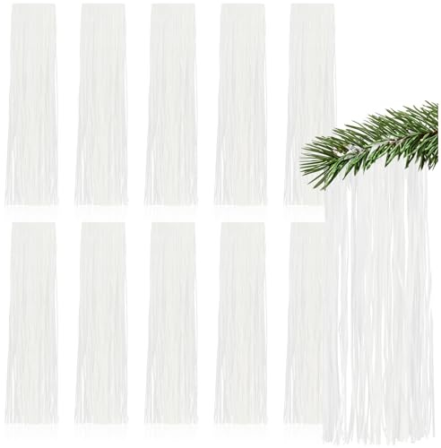 com-four® 10x ghirlanda lametta bianca, decorazione festiva per Natale e albero, tenda liscia con fili sottili (bianco - 10 pezzi)