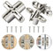 PERFETSELL 2 PCS Cross Hinge Concealed Cross Hidden Hinges Zinc Alloy Invisible Hinges 180 Degree Folding Door Hinge with Screws for Cabinet Cupboard Wooden Box Furniture Hardware, Silver