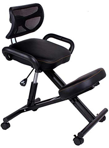 Wind Greeting Ergonomischer Kniestuhl Hocker,Bürostuhl Kniender Hocker,Wirbelsäulen Korrektur Stuhl,Kniestuhl Höhenverstellbar und Drehbar für Zuhause und Büro Geeignet (Schwarz PU)