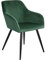 tectake® moderner Esszimmer Stuhl mit Armlehnen, Sitzfläche aus Samt, Armlehnstuhl, Sessel Wohnzimmer, gepolsterter Office Chair mit schwarzen Metallbeinen, Schminktisch Stuhl - dunkelgrün/schwarz