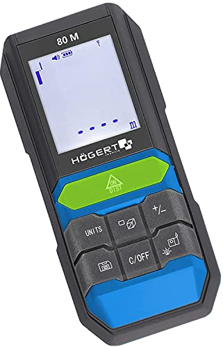 Högert Technik - telemetro laser 80 m, display illuminato, funzione di memorizzazione misurata, leggero, comodo, ergonomico, compatto, nero, HT4M324