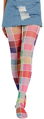 NUFIWI Vintage 60s Printed Funky Tights for Women Y2K Tie Dye Mesh Pantyhose Skinny Body Shaping Leggings Streetwear