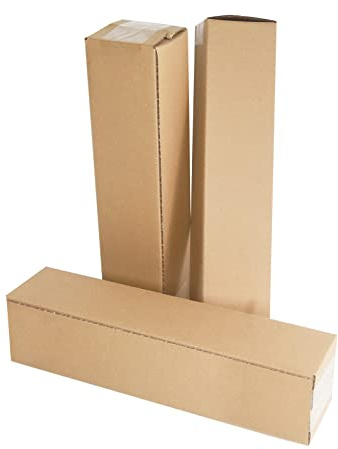 PACK4YA 330 × 75 × 75 mm långa korrugerade kartonglådor Royal Mail små paket postlådor för att publicera brun postlåda för småföretag, lagring eller gåva (10 delar)