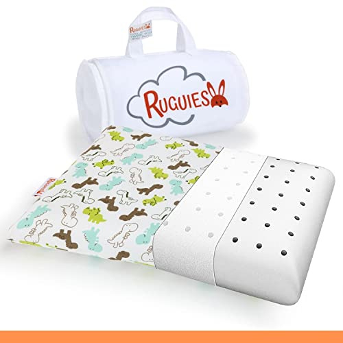 RUGUIES- Cuscino viscoelastico per bambini e neonati, ipoallergenico e traspirante- Cuscino per bambini- Rivestimento lavabile in 100% cotone-OEKO-TEX- Da 1 a 10 anni XL (58x32x 5 o 7cm).