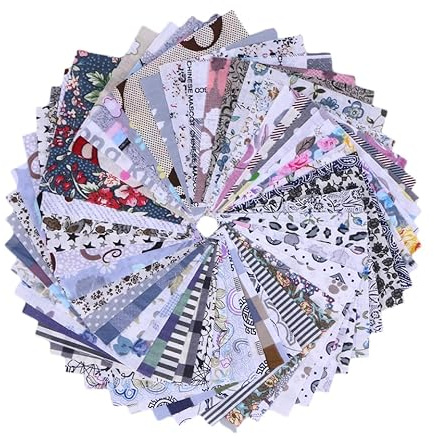 NUOBESTY Tessuto Patchwork Cotone Stampato 50 Pezzi Quadrati Per Cucito Fai Da Te Artigianato Cuscini Vestiti Bambole E Decorazioni Creative