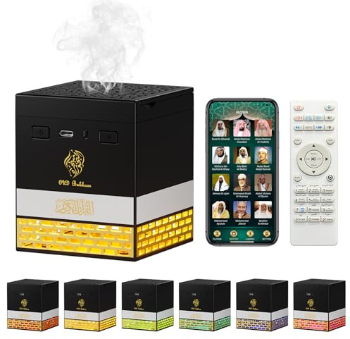 Kaaba Quran Speaker and Mini Bakhoor Incense Burner, Remote Control, 114 Chapters of the Quran, 18 Reciters and 16 Translations