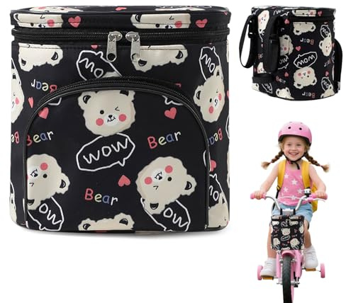 Yoassi Sacoche de Vélo pour Enfant Imperméable, Panier Avant Guidon de Vélo à Fixation en Trois Points, Sac de Guidon pour Tricycle/Scooter/Vélo d'Équilibre,21 * 21 * 14cm