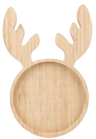 Denash Plateau de Service en Bois de Noël, Plateau D'apéritif en Forme de Renne, Plateau de Charcuterie au Fromage, Assiette à Biscuits, Plat Décoratif de Vacances, avec un Design